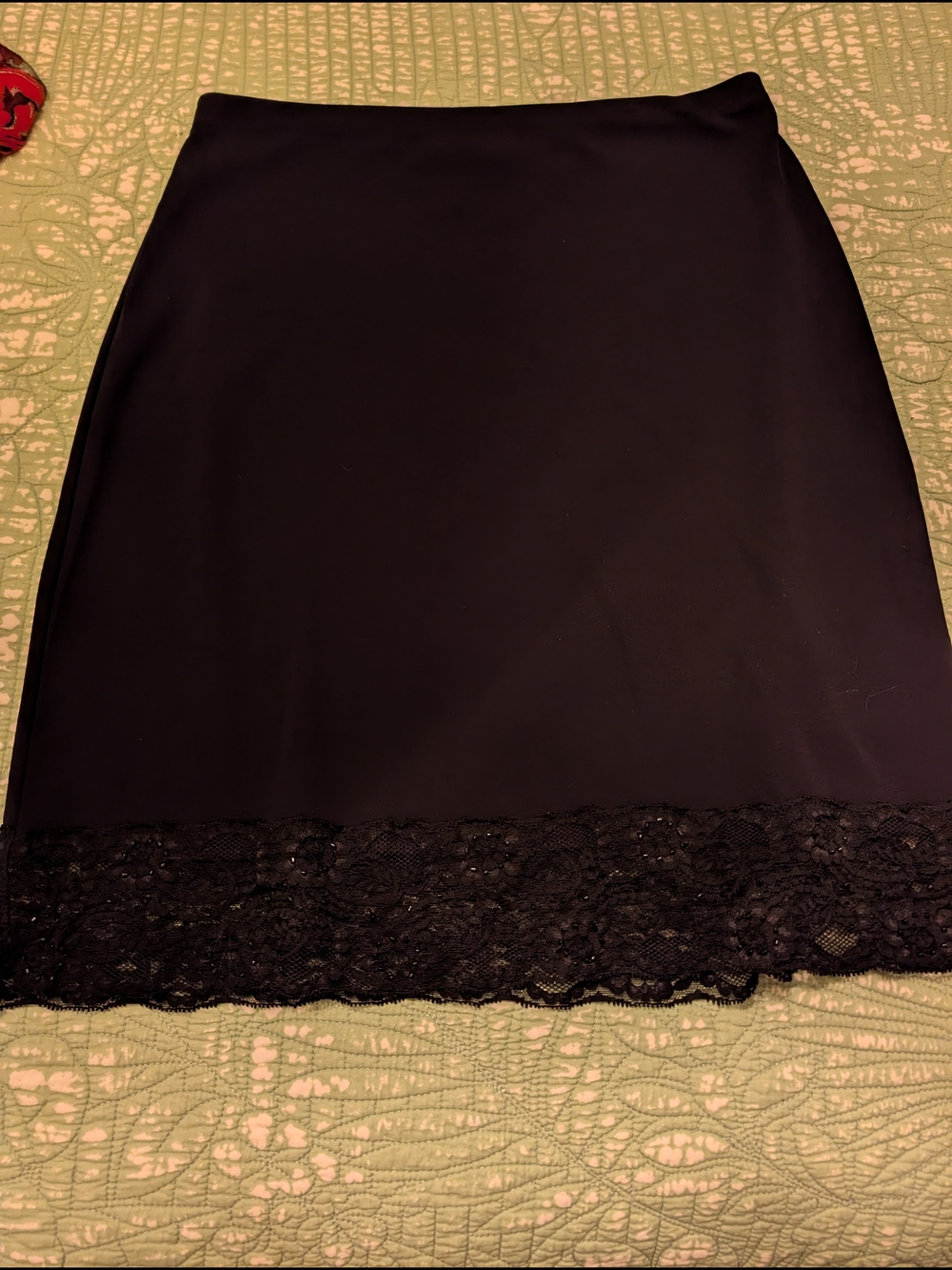 Black Lace Beaded Trim Skirt